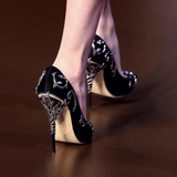 Women's Elegant Silk Formal Prom Stilettos - Gold - Embossed Shoe - 9.5 B - Silk/PU Leather - image 40