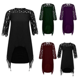 Women's Plus Size Lace Mesh Midi Dress - Black - Evening Dress - 6XL - Chiffon/Lace - image 33
