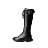 Women's White Knee High Lace Up Boots - White - Knee High Boots - 43 B - Pigskin Leather - image 36