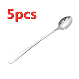 Stainless Steel Long Coffee Spoons 6Pcs - Silver - 6pcs - Pointed Head - Large - Stainless Steel - image 15