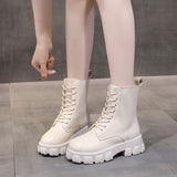 Funki Buys | Boots | Women's Lace-up Chunky Combat Boots - Black - Ankle / With Plush Inner / 43 B / PU Leather - image 8