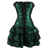 Women's Sweet Bustier Corset Dress Set - Green - Corset Skirt Set - 6XL - Polyester - image 5