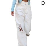 Women's Vintage Ripped Bell Bottom Jeans - White - D / Harajuku Jeans - XXXL - Polyester Denim - image 22
