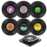 Funki Buys | Coasters | Vinyl Record C... - 6 Pcs / Record Coaster Set + Holder / BPA Free Plastic / 4.13" x 0.98" - image 10