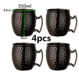 Moscow Mule 550ml Copper Mug Set Of 4 - Black - Mug 4pcs - Large - Copper - image 12