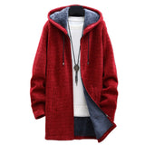 Men's Long Sleeve Plush Zip Up Hoodie - Wine Red - Sherpa Hoodie - 4XL - Sherpa - image 12