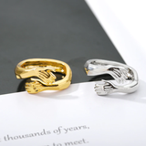 Unisex Adjustable Holding Hands Hug Ring - Gold 1 - Hug Ring - One Size - Zinc Alloy - image 9