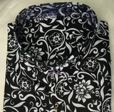 Men's Long Sleeve SlimFit Floral Dress Shirt - Black - Men's Dress Shirt - Asian size 6XL - Polyester - image 22