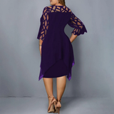 Women's Plus Size Lace Mesh Midi Dress - Black - Evening Dress - 6XL - Chiffon/Lace - image 9