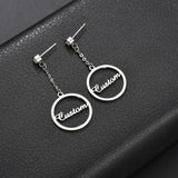 Custom Name Phrase Initial Drop Earring - Silver - 1 / Style1 / Silver Color - Stone Size 25mm - Stainless Steel - image 12
