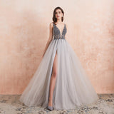 Women's Long Chiffon Tulle Prom Dress - Dark Gray - Dress - 22W - Chiffon/Tulle - image 46
