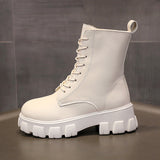 Funki Buys | Boots | Women's Lace-up Chunky Combat Boots - Black - Ankle / With Plush Inner / 43 B / PU Leather - image 12
