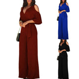 Women's Elegant Wide Leg Flared Pantsuit - Black - Elegant Pant Suit - XXL - Polyester - image 37