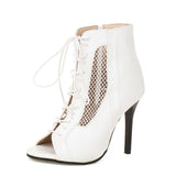 Funki Buys | Boots | Women's Open Toe Lace Up Granny Boots