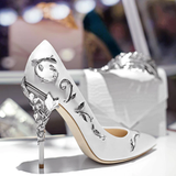 Women's Elegant Silk Formal Prom Stilettos - Gold - Embossed Shoe - 9.5 B - Silk/PU Leather - image 24