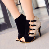 Women's Suede Wrap Buckle Strap Shoes - Black/Beige - Buckle Ankle Shoe - 43 B - PU Suede - image 7