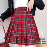 Women's High Waist Punk Pleated Skirt - Red - Plaid Short Skirt - 4XL - Polyester - image 3