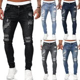 Men's Ripped Distressed Skinny Jeans - Black - Skinny Ripped Jeans - XXXL - Denim Polyester - image 2