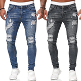 Men's Ripped Distressed Skinny Jeans - Black - Skinny Ripped Jeans - XXXL - Denim Polyester - image 31