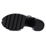 Women's Sexy High Chunky Heel Platforms - Black 1 - Strappy Sandals - 42 B - PU Leather - image 11