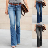 Women's Boyfriend Jeans Mid Waist - Blue - Light Blue / Bootcut Jeans - XXL - Polyester Denim - image 12