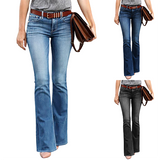 Women's Boyfriend Jeans Mid Waist - Blue - Light Blue / Bootcut Jeans - XXL - Polyester Denim - image 1