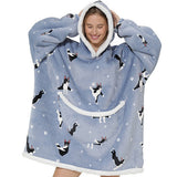 Unisex Soft Multi Print - Blue - Adult / Dog / Wearable Blanket Hoodie - Adult Free Size - Plush - image 24