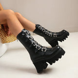 Women's Gothic Punk Platform Shoes - Black - 1 - Platform Shoes - 43 B - PU Leather - image 7