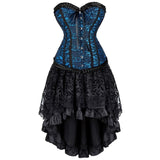 Women's Victorian Gothic Corset Skirt Set - Grey - 1 / Corset Skirt Set - 6XL - Polyester - image 2