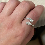 Unisex Adjustable Holding Hands Hug Ring - Gold 1 - Hug Ring - One Size - Zinc Alloy - image 26