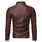Men's Motorcycle Faux Leather Jacket - Black - Jacket - 4XL - PU Leather - image 2