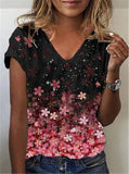 Women's Floral Print V-Neck Tunic Top 6XL - Blue - Floral Print Tunic Top - 6XL - Polyester/Chiffon - image 10