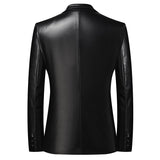 Men's Stylish Faux Leather Dress Jackets - Black - Faux Leather Jacket - 8XL - PU Leather - image 2