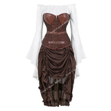 Women's Steampunk Top Corset Skirt Set - White - 1 / Steampunk / Shirt - 6XL - Polyester - image 23