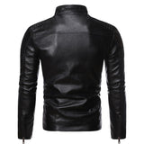 Men's Motorcycle Faux Leather Jacket - Black - Jacket - 4XL - PU Leather - image 9