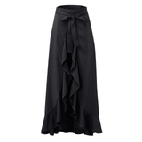 Women's Elegant Long Ruffled Skirt Pants - Grey - Skirt Pant - XXXL - Polyester - image 29