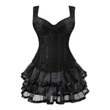 Women's Shoulder Strap Corset Dress - Black - 2 - Corset Skirt Set - 6XL - Polyester - image 7