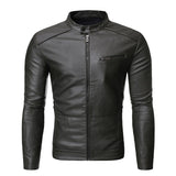Men's Women's Slim PU Leather Jacket - Black - Jacket - 4XL - PU Leather - image 5