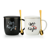 Mr and Mrs Coffee Mugs Bridal Gift-Set - White/Black - Mr and Mrs 2 Cup Set - 400ml - Ceramic - image 24