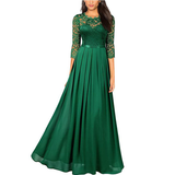 Women's Lace Overlay Long Ball Dress - Burgundy - Gown - XXXL - Chiffon/Lace - image 6
