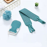 Loofah Sponge Bath Brush Set 3Pc - Blue - Back Exfoliating Belt / 3 Pcs Set - Medium - Sponge - image 11