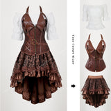 Women's Steampunk Top Corset Skirt Set - White - 1 / Steampunk / Shirt - 6XL - Polyester - image 14