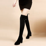 Women's Thigh Tie Block Heel Boots - Black - 1 - 3cm - No Plush Boots - 42 B - PU Leather - image 33
