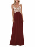 Women's Sequin Prom Bridesmaid Dress - Burgundy - Prom Bridesmaid Dress - Polyester/Sequin - image 19