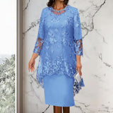 Women's Mother of The Bride Midi Dress - Gray - Dress - 8XL - Chiffon/Lace - image 11