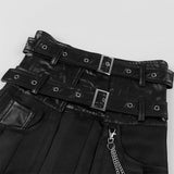 Men's Long Gothic Buckle Strap Half Skirt - Black - Unisex Punk Skirt - 5XL - Polyester - image 1