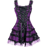 Women's Gothic Punk Plaid Mini Dress - Red - Dress - 5XL - Polyester - image 12