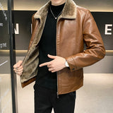 Men's Luxury Faux Leather Winter Jacket - Yellow/Brown - Men's Fashion Jacket - 5XL - PU Leather - image 7