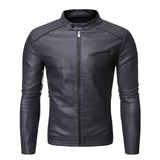 Men's Women's Slim PU Leather Jacket - Black - Jacket - 4XL - PU Leather - image 12