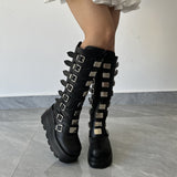 Women's Punk Buckle Strap Platform Boots - White - 1 - 2022 - Rippled Heel - 43 B - PU Leather - image 23